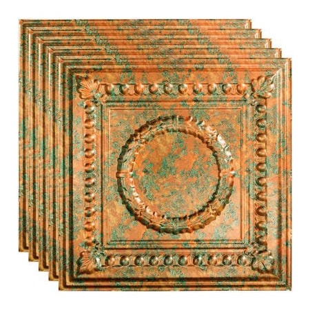 Acoustic Ceiling Products Fasade Rosette - 23-3/4" x 23-3/4" PVC Lay In Tile in Copper Fantasy - PL5711